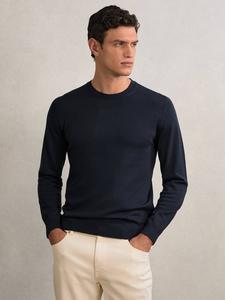 Свитер Wessex Merino Wool с круглым вырезом Reiss, Midnight Navy
