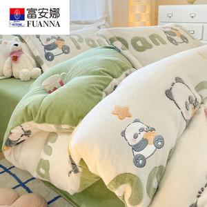 Fuanna Пододеяльник 200х230 см из велюра, фланель, цвет Panda Chubby, 4 предмета