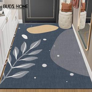 Budis Ковер 90х120 см для прихожей, водонепроницаемый, нескользящий, с рисунком водорослей, легко чистится