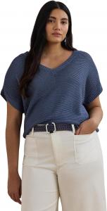 Свитер Lauren Ralph Lauren Plus Size Linen-Blend Short-Sleeve V-Neck Sweater, цвет Capri Blue