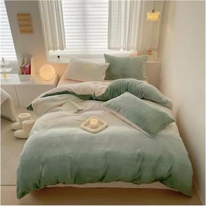 UOIO Комплект постельного белья UOIO вельвет флис розовый короткий плюш мягкий хлопковый Green