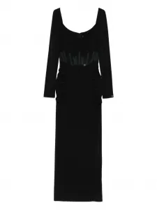 Платье миди с длинными рукавами Nissa, черный