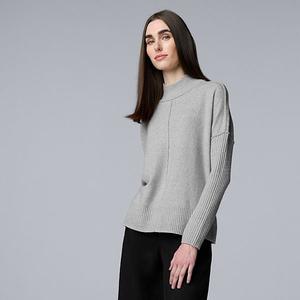 Свитер с воротником-стойкой из смесового кашемира Petite Luxe Simply Vera Vera Wang, Dark Gray Fox Heather