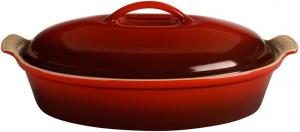 Овальная керамическая кастрюля Le CreusetHeritage с крышкой, 35,6 см, вишнево-красный цвет