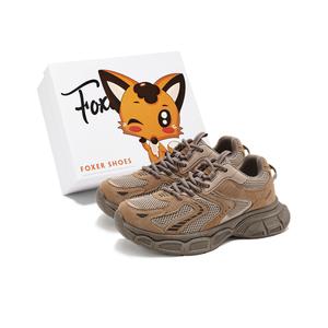 FOXER Скользоустойчивые износостойкие дышащие низкие массивные кроссовки женские Khaki Brown, цвет Khaki Brown