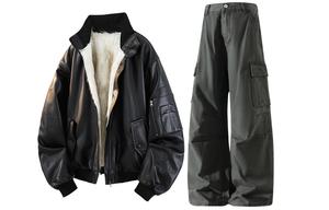 Повседневная спортивная одежда Unisex с воротником стойкой умеренная X1617, черный puffer jacket+faded зеленый jeans