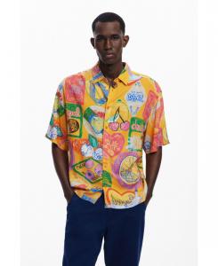 Мужская рубашка с коротким рукавом и изображением фруктов Desigual, Light orange