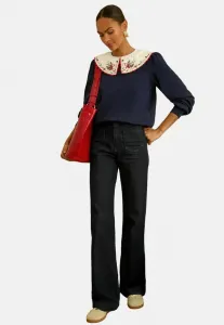 Толстовка стандартного кроя с вышивкой Love & Roses, Navy Woven Collar