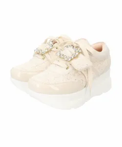 Кроссовки с блестящей пряжкой Yosuke Usa, цвет Ivory Combination