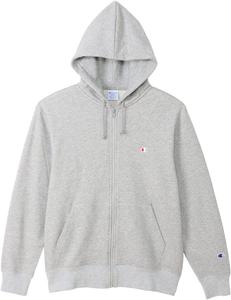 Мужская толстовка Champion C3-W104Z с длинным рукавом, на флисовой подкладке, хлопок, произведено в США, вышивка логотипа One Point, толстовка на молнии с капюшоном, серый