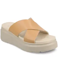 Женские сандалии Cathie Crisscross на платформе с клином Journee Collection, коричневый/бежевый