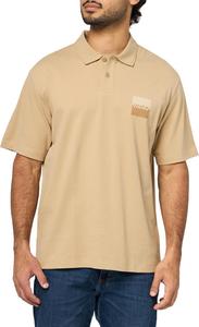 HUGO Мужская поло с разделенным логотипом, Pumice Stone