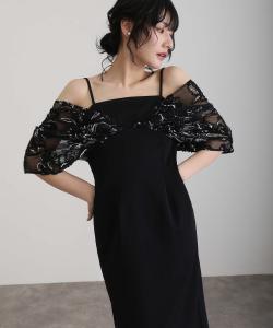 Платье с многослойной отделкой из перьев и цветов, идеально подходящее для свадеб, торжественных мероприятий и встреч выпускников Pourvous, цвет Black