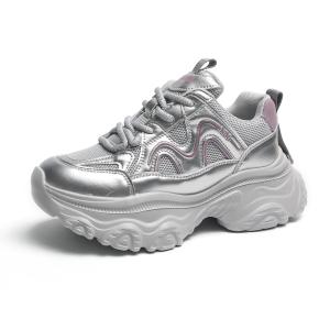 O.L Серебряные женские кроссовки лоу-топ с массивной подошвой, цвет Silver