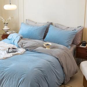 Belle Простыня 1,2 м, комплект из 3 предметов, пододеяльник 150x200 см, небесно-голубой и пепельно-серый