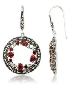 Серьги с гранатом (1-5/8 карата) и марказитом из стерлингового серебра Macy'S, garnet