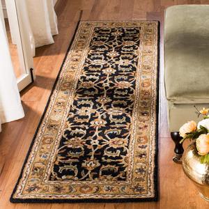 Ковер SAFAVIEH, 69 x 122 см, Classic Collection, Black & Gold, ручной работы, традиционный восточный, шерстяной, идеален для помещений с высокой проходимостью: прихожая, гостиная, спальня (CL758B)