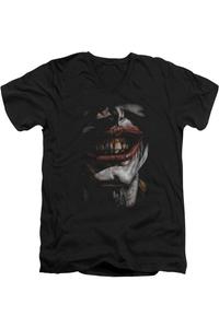 Футболка с коротким рукавом и V-образным вырезом для взрослых «Бэтмен Улыбка зла» Gildan, черный