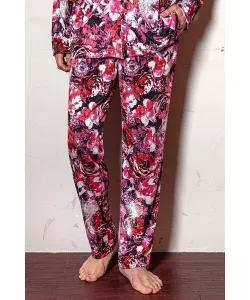 Домашние брюки R by TORNADO MART с принтом в виде роз Можно носить как комплект, цвет Red