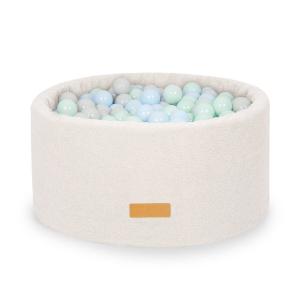 Сухой бассейн 90 х 40 см + 200 шариков в комплекте - Ткань ягненка - светло-бежевый, кремовый. Flumi