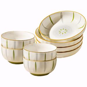 Чаши KAWASIMAYA, 4.5-Inch Rice Bowl (4 Pcs)+7-Inch Deep Plate (4 Pcs)