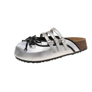 Boldi Kuki Серебряные женские тапочки с закрытым носком и износостойкой резиновой подошвой, цвет Silver