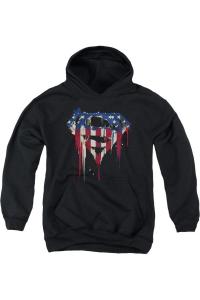 Супермен Блидинг Шилд молодежная толстовка с капюшоном Gildan, черный