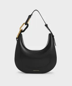 Сумка Kora с металлическим акцентом в форме луны Charles & Keith, цвет Black