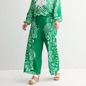 Плюс сайз брюки с принтом и контрастной окантовкой Intempo, зеленый