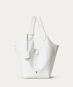 Кожаная сумка-тоут Polo Play Polo Ralph Lauren, цвет 100 White