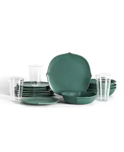 Baskerville, набор столовых приборов и стеклянной посуды из 16 предметов, сервиз на 4 персоны Stone Lain, green