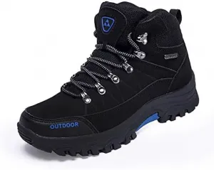 Мужские водонепроницаемые походные рабочие ботинки, легкие кожаные ботинки для работы, рабочая обувь, мужские ботинки до щиколотки для строительства, кровельных работ, охоты Qacksv, черный