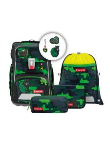 Step by Step Набор рюкзаков для начальной школы, ОГРОМНЫЙ "Черный кот Чико" из 5 предметов, зеленый