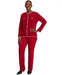 Кардиган с круглым вырезом и длинными рукавами на пуговицах, Regular & Plus Kasper, красный