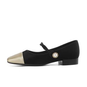 JOSINY Элегантные французские туфли Мэри Джейн на низком каблуке с низкой союзкой, модные, в стиле минимализма, универсальные, повседневные, женские, черного цвета