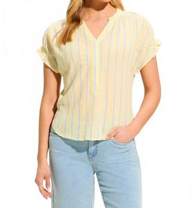 Топ с короткими рукавами в полоску цвета лимонада FDJ, Lemonade Stripe