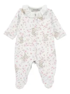 Ромпер с цветочным принтом Monnalisa, белый