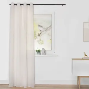 Штора Штора с леновой текстурой с люверсами, светопроницаемая ткань Люверсы 1 шт. светопроницаемая, леновая текстура, прозрачная Lichtblick Original, белый