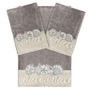 Linum Домашний текстиль, турецкий хлопок, ряд полотенец с украшением, 3 шт. Linum Home Textiles, цвет Charcoal