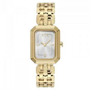 ARMANI EXCHANGE Часы AE Armani Wrist Watch Quartz Movement Stainless Steel Strap Gold Dial Women's Watch, Silver Dial