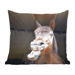 Декоративная подушка MuchoWow диванная подушка для гостиной декоративная подушка 60 x 60 см лошадь - забавная - стабильная - дети - мальчики - девочки - дети - чехол на подушку - хлопчатобумажная ткань - декоративные чехлы на подушки, мультиколор