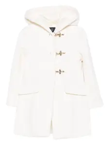 Пальто с капюшоном и застежкой тогл Fay Kids, белый