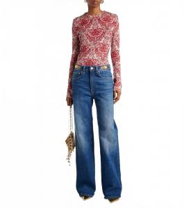 Длинный топ с металлическим эффектом в красно-серебристом узоре пейсли Rabanne