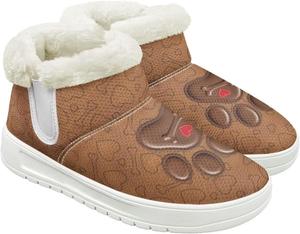 Зимние женские ботинки, утепленные флисом, теплые короткие ботильоны для улицы, противоскользящие и удобные Hechitok, Dog Paw Print