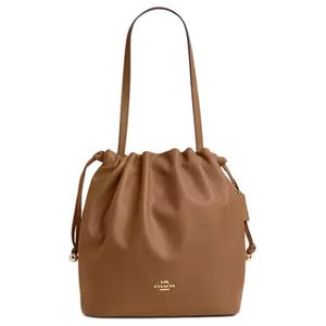 COACH Кожаная сумка-ведро Faye большого размера для женщин в медово-коричневом цвете