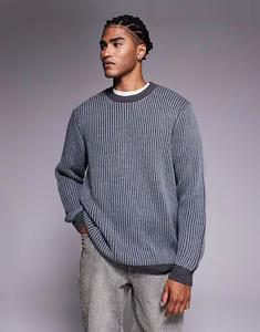 Свободный трикотажный джемпер с круглым вырезом серого цвета Asos Design