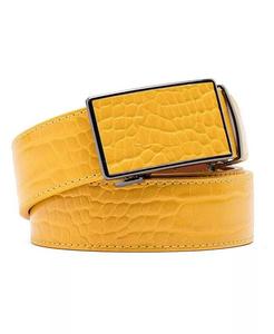 Мужской деловой ремень из натуральной кожи крокодиловой кожи с автоматической пряжкой Braveman, желтый