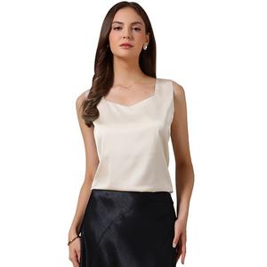 Сатиновая майка-топ для женщин с V-образным вырезом Inspire Chic, Champagne