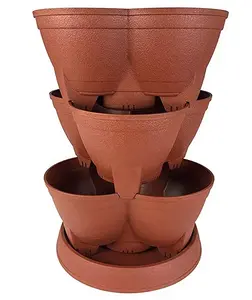 80281854E Штабелируемый контейнер для цветов 30 кварт - кирпичный Stack-A-Pots, red