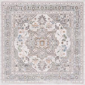 Ковер SAFAVIEH, 244 x 244 см, Bel Air Collection, Grey & Light Grey, Oriental Shabby Chic Design, Non-Shedding & Easy Care, идеален для помещений с высокой проходимостью в гостиной, спальне (BLA242F-8SQ)